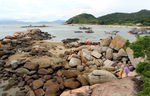 海岸礁石 礁石 海滩游玩 海平
