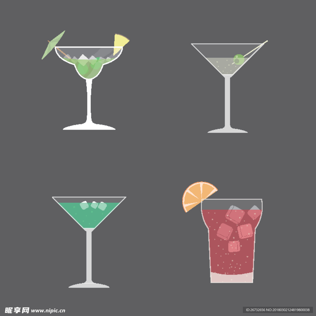 简笔画鸡尾酒