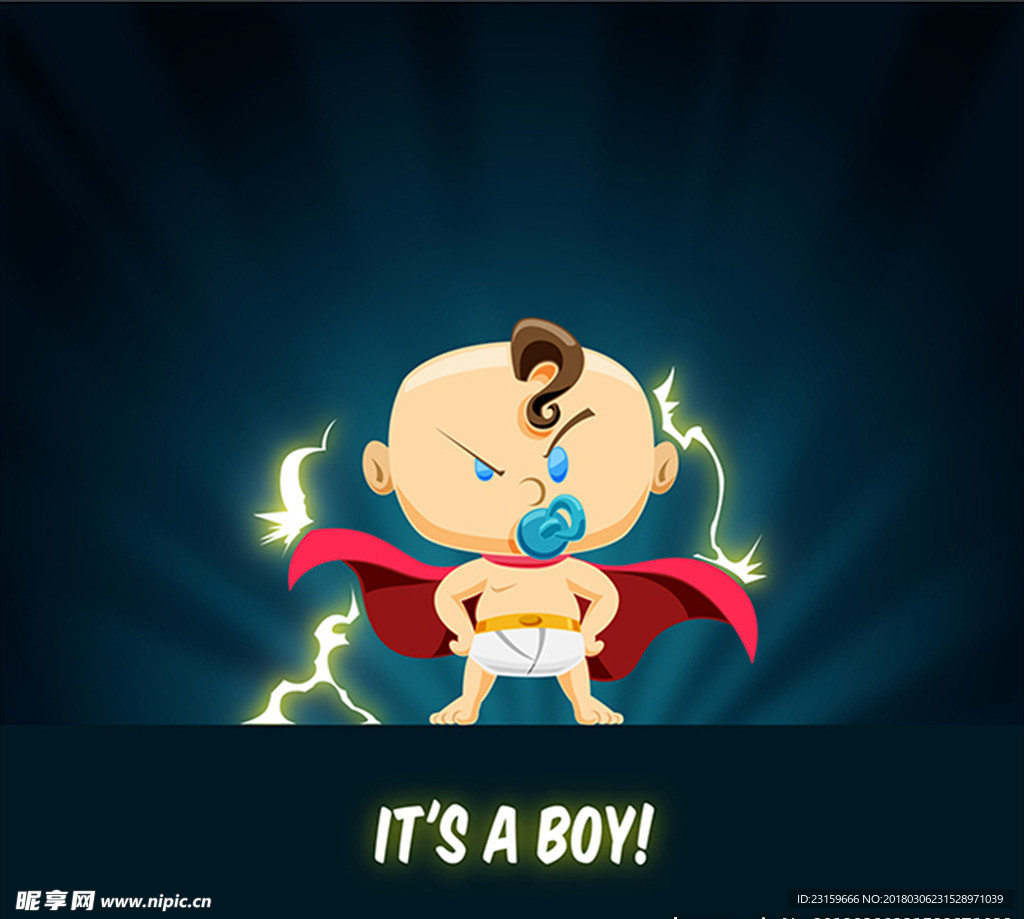 卡通可爱的超人男宝宝