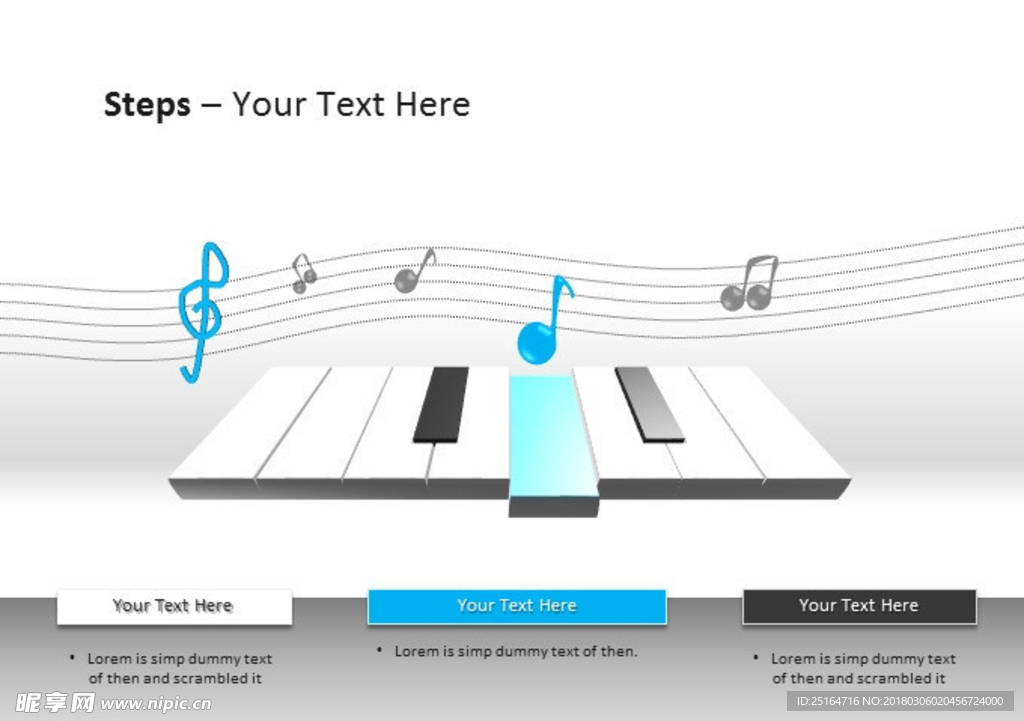琴键 五线谱音乐主题PPT模板