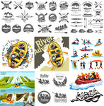 皮划艇漂流运动LOGO插画设计