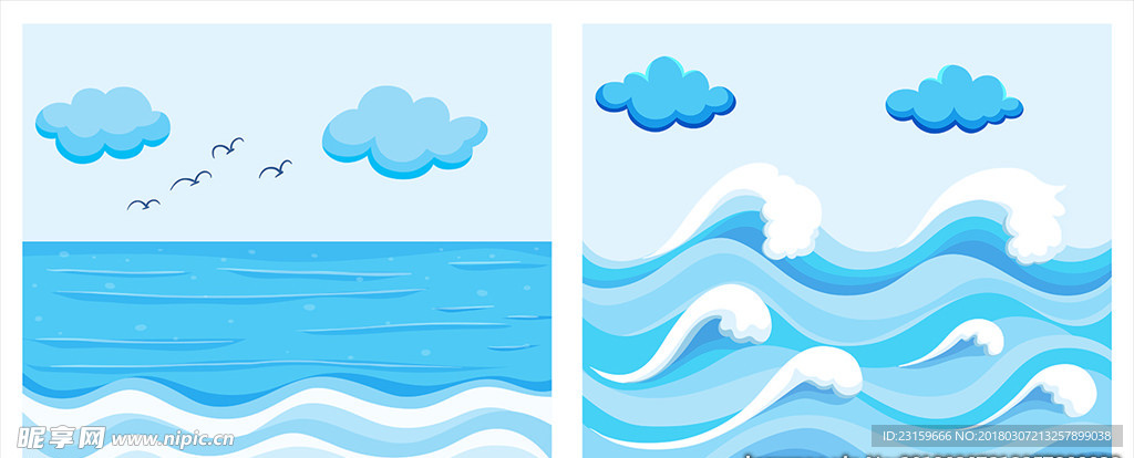 两款海洋波浪插图