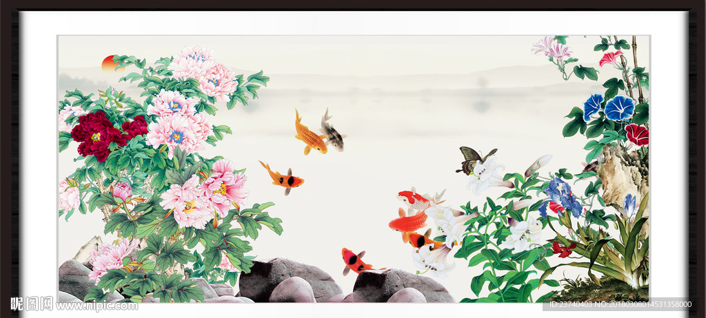花鸟九鱼图