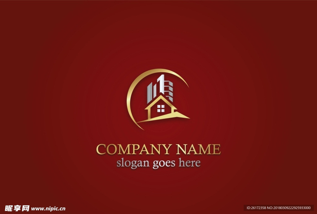 房地产 标志 金色 logo