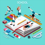 卡通3D学校师生场景