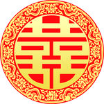 中式喜字圆形婚礼素材