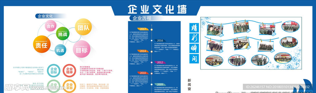 公司企业文化墙展板背景图片下载