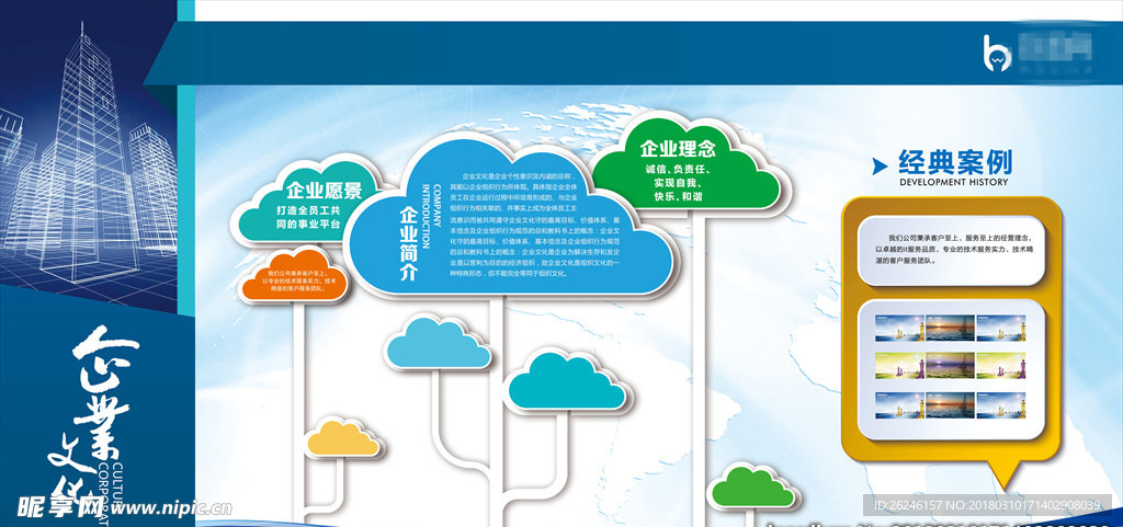 公司企业文化墙展板背景图片下载
