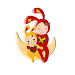 卡通妈妈宝宝