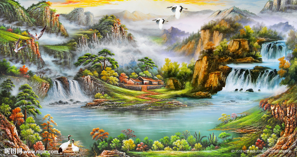 山水油画风景