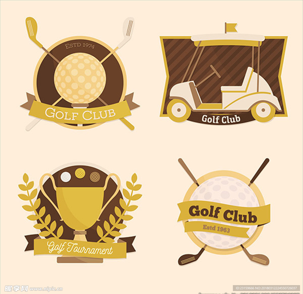 复古风格高尔夫球标志