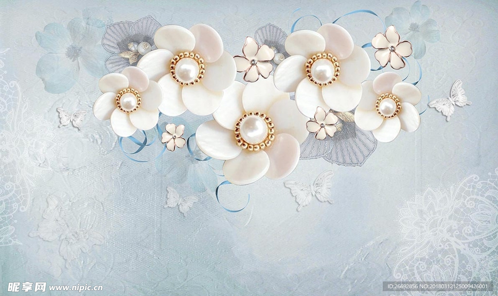 3D珠宝花朵背景墙