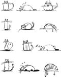 猫咪手绘感矢量图