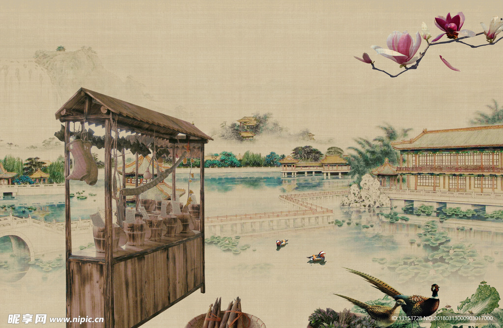 中国风古风工笔画影楼相册模板