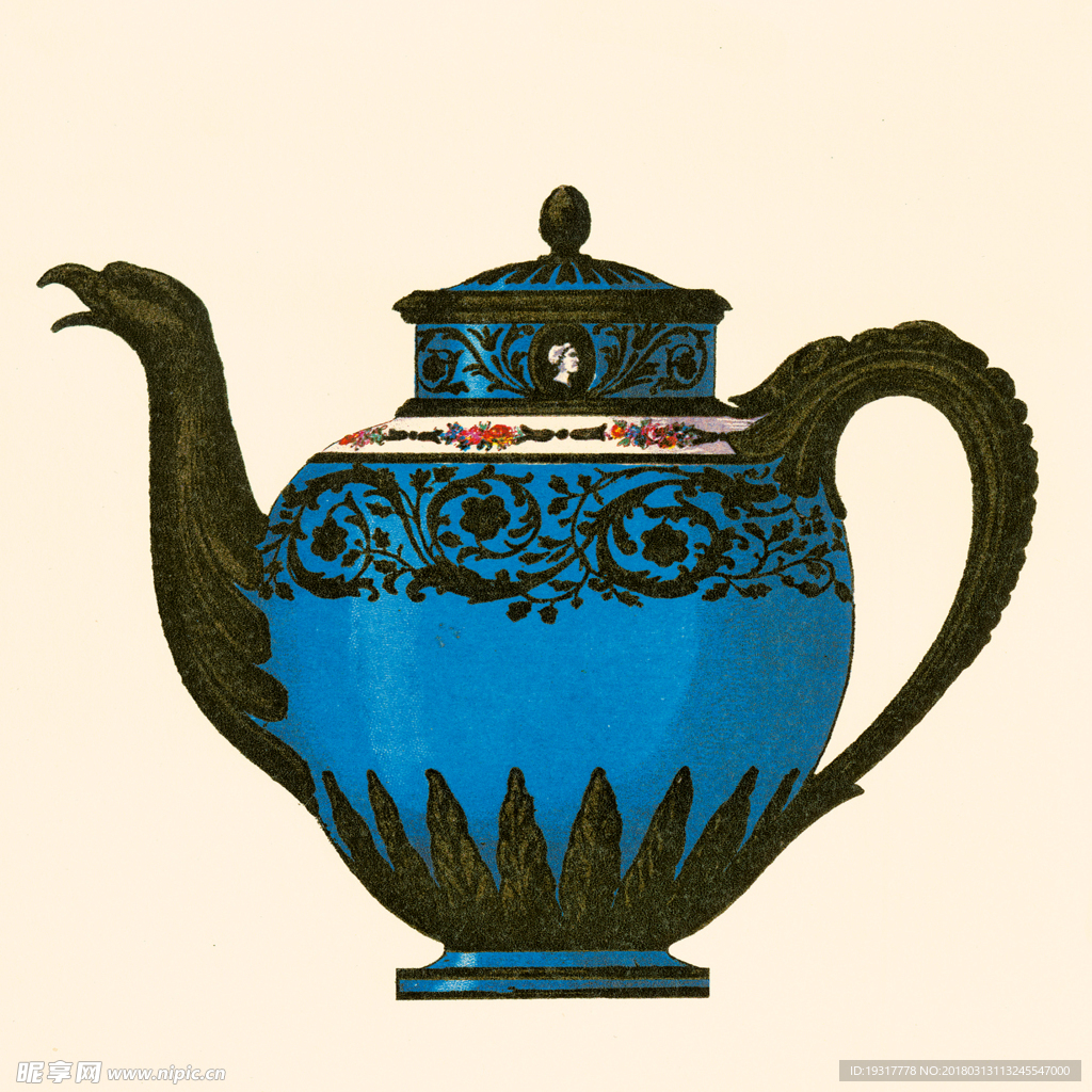 欧美复古茶壶 装饰油画