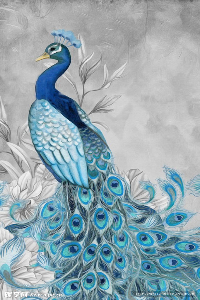 孔雀绘画 装饰画芯