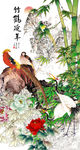 玄关画 竹鹤延年