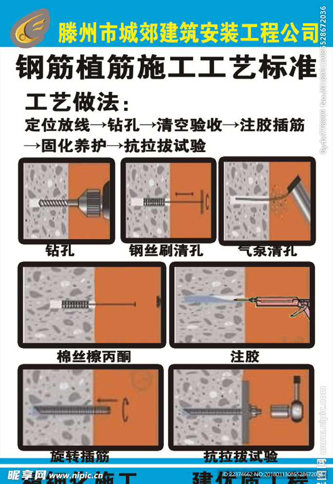 建筑 工地 植筋 工艺 标准步