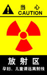 当心放射区