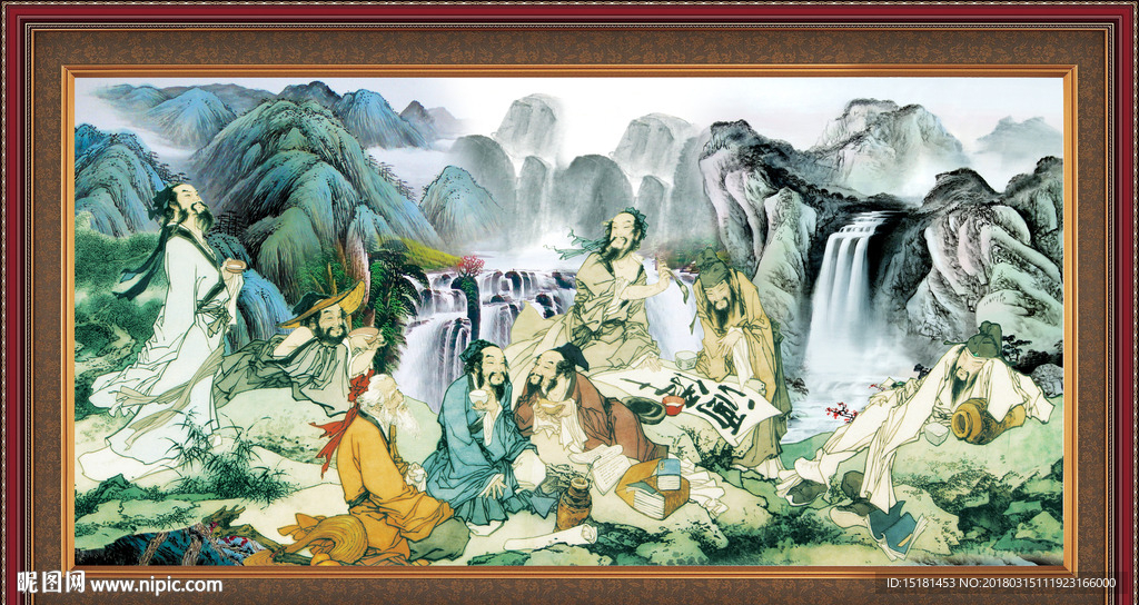 国画八仙图