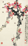 桃花蜜蜂图片