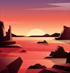 矢量夕阳落日