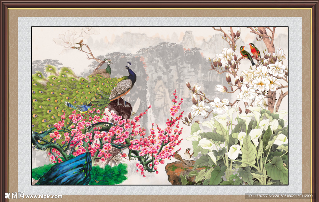 花鸟孔雀图