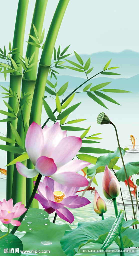 竹子荷花玄关