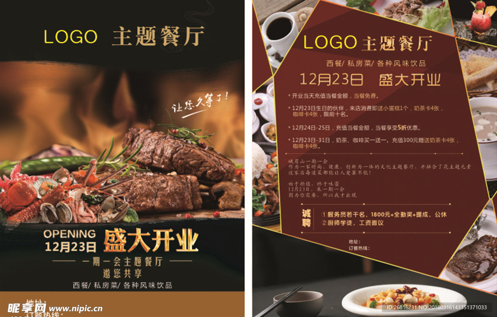 西餐厅开业传单