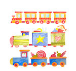 水彩绘玩具小火车矢量素材