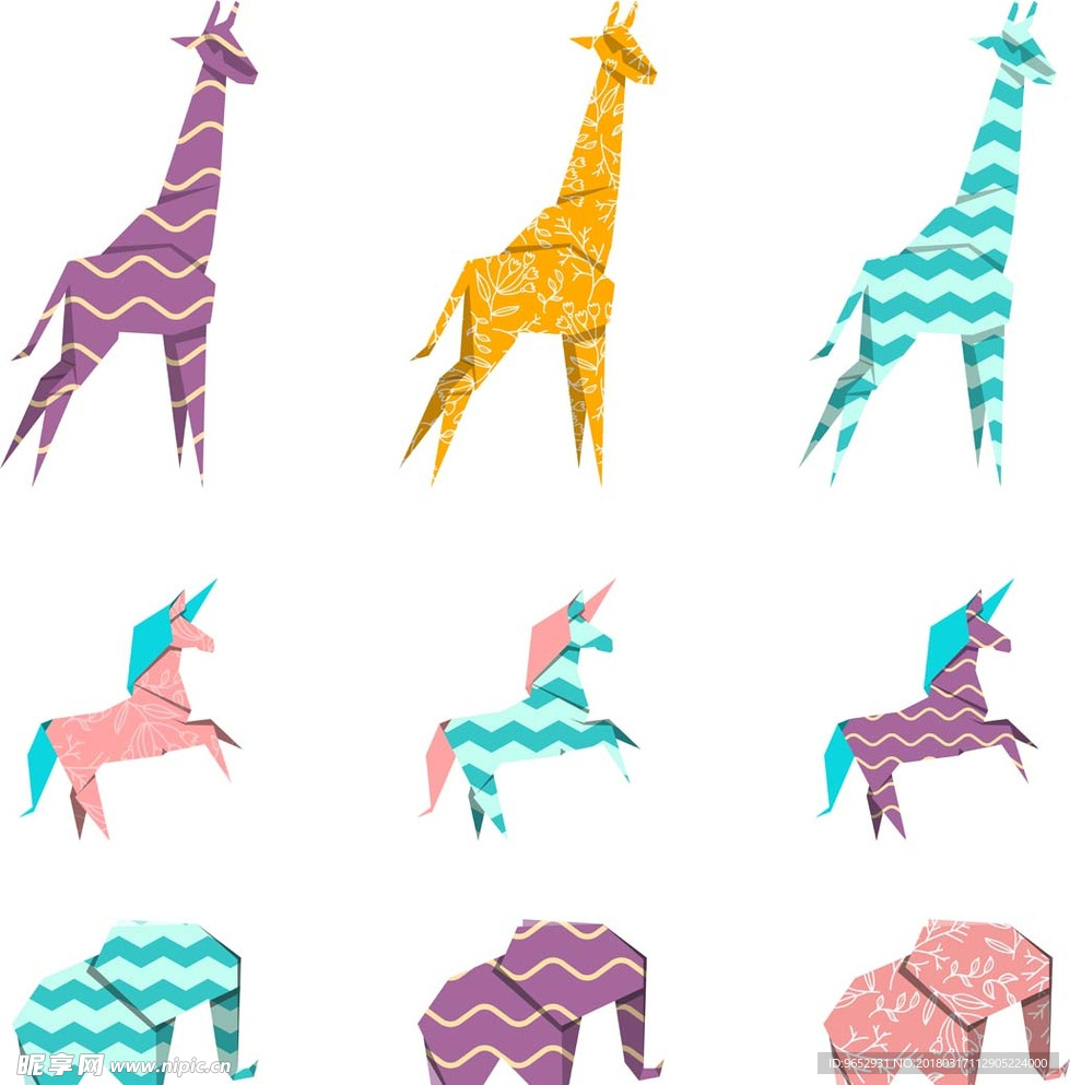 抽象 立体 动物 矢量 折纸