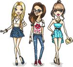手绘 时尚 女孩 时髦 服装