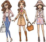 手绘 时尚 女孩 时髦 服装