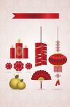 新年元旦国庆蜡烛鞭炮灯笼矢量