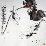 杜芳萍  水墨国画虾