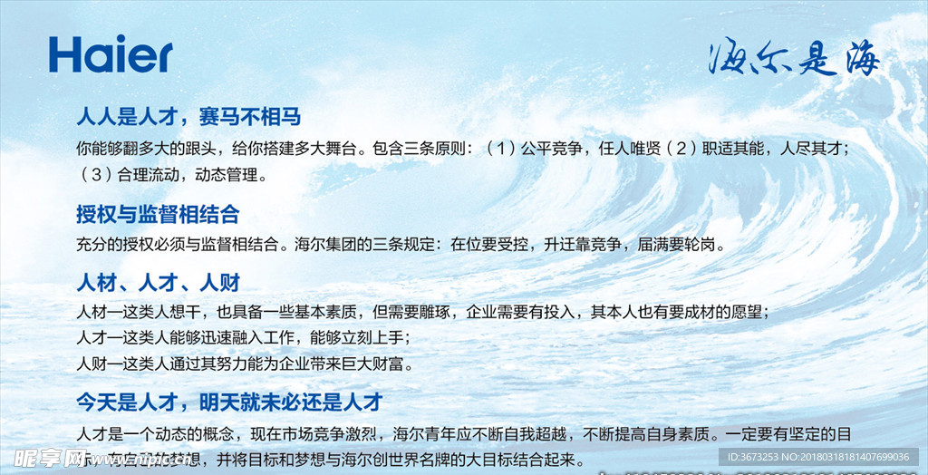 海尔是海企业文化海报