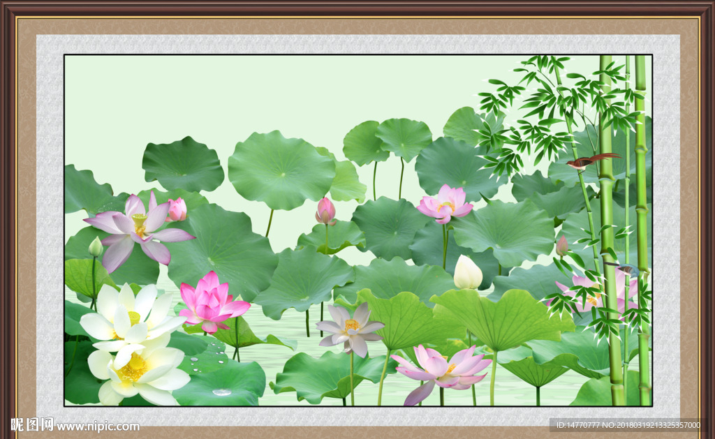 荷花壁画