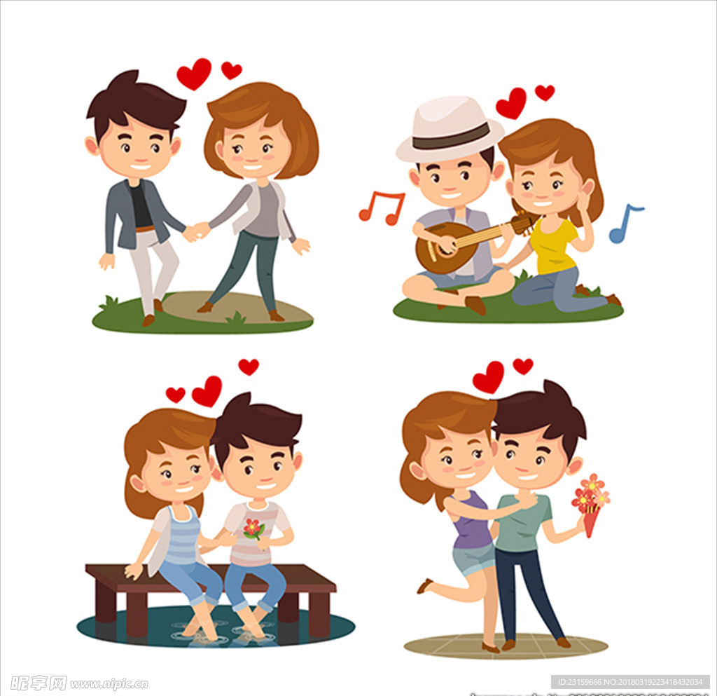 卡通款情人节情侣插图