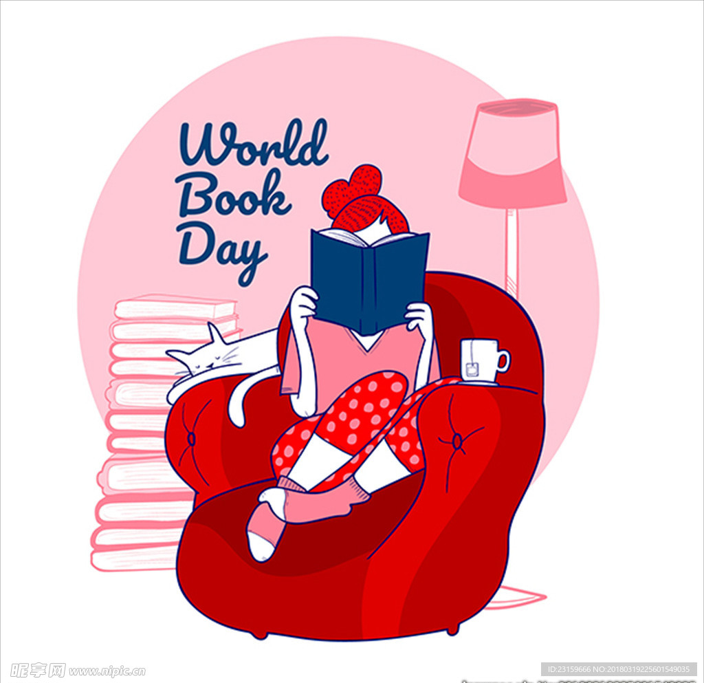 粉色世界图书日背景