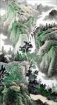 流水生财中国风水墨国画