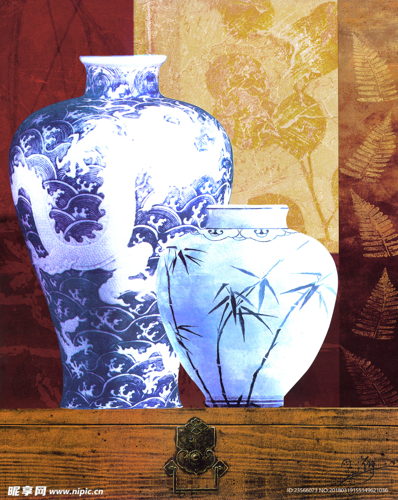 青花瓷花瓶画