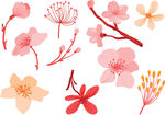 矢量手绘桃花素材