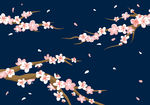 矢量手绘扁平樱花桃花