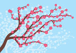 矢量桃花枝素材