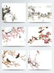 水墨中国风花与鸟