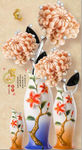 浮雕珠宝菊花花瓶玄关背景墙