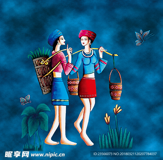 云南名族风情人物画