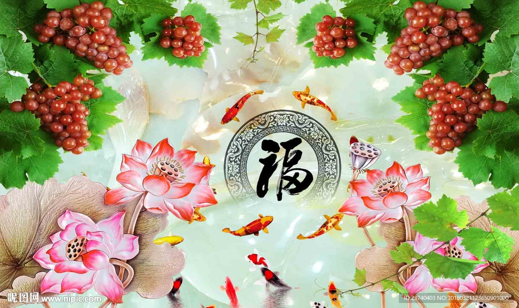 玉雕荷花背景墙