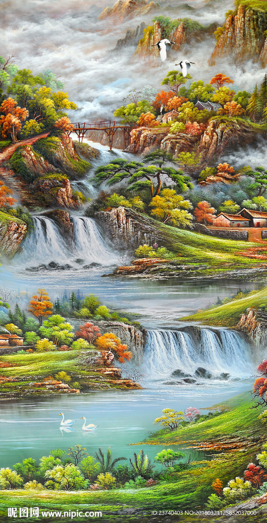 油画玄关背景墙