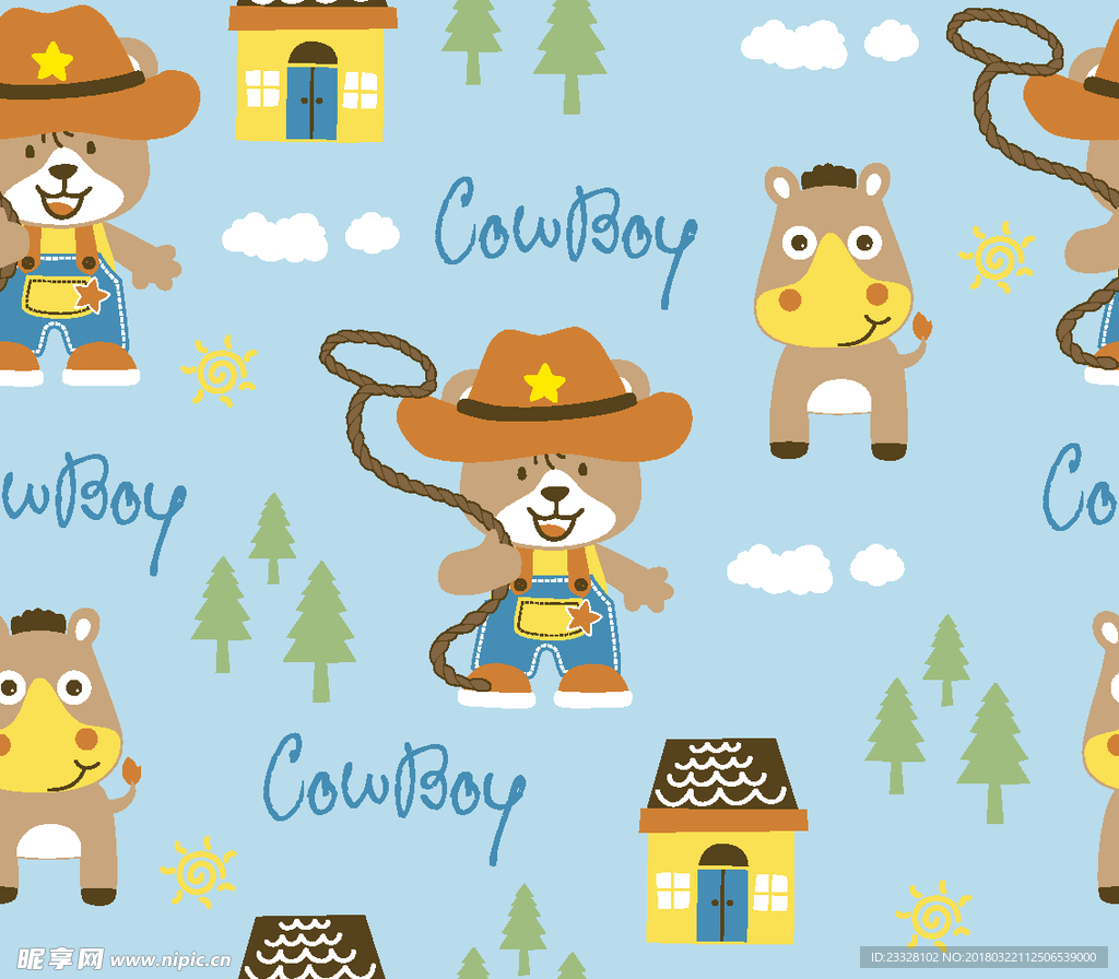 卡通无缝印花图案